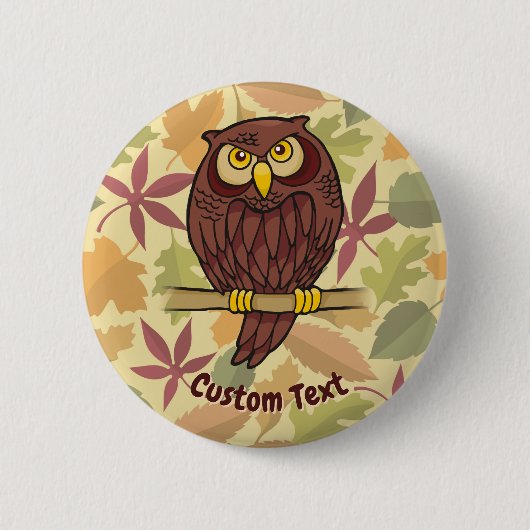 Owl Cartoon Pinback Button (Voorkant)