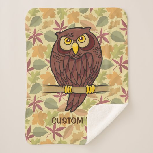 Owl Cartoon Sherpa Deken (Voorkant)