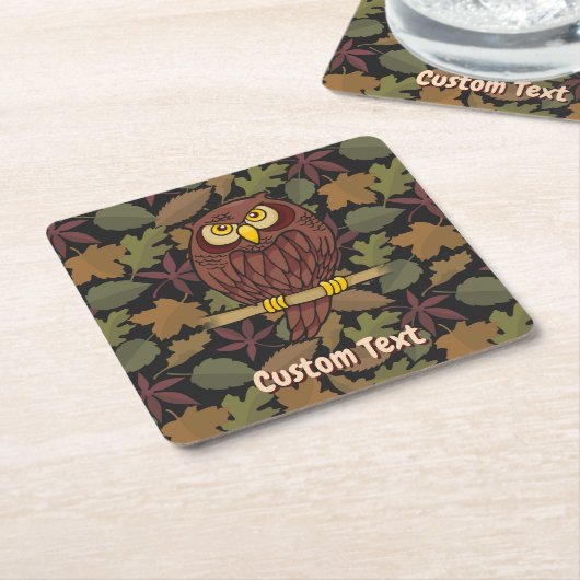 Owl Cartoon Square Paper Onderzetter (Schuin)