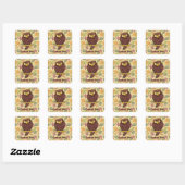 Owl Cartoon Square Sticker (Vel)