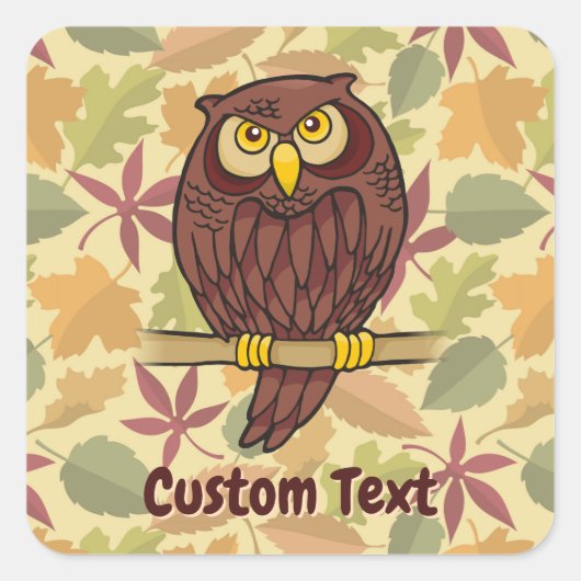 Owl Cartoon Square Sticker (Voorkant)