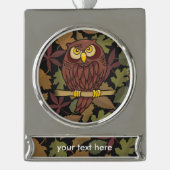 Owl Cartoon Verzilverd Banner Ornament (Voorkant)