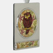 Owl Cartoon Verzilverd Banner Ornament (Rechts)