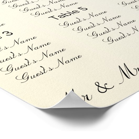 Owl Champagne Wedding Seating Plan Poster (Hoek)