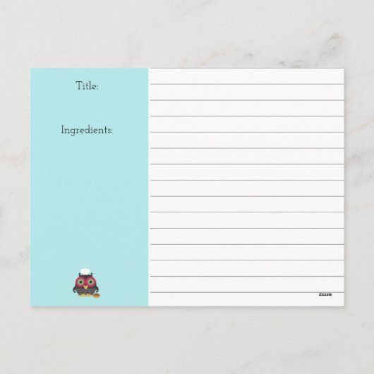 Owl Chef cookie cooking baking foliday recipe card Feestdagenkaart (Achterkant)