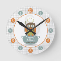 Owl Chef Personalized Kitchen Clock