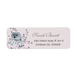 Owl Cherry Blossom Baby shower Etiket