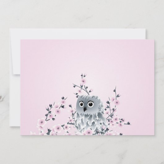 Owl Cherry Blossom Diaper Raffle Ticket Kaart (Achterkant)