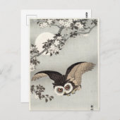 Owl, Cherry Blossom en Moon van Ohara Koson Briefkaart (Voorkant / Achterkant)