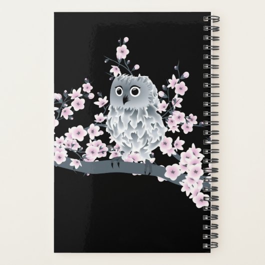 Owl Cherry Blossom Roze Black | Naam toevoegen/Jaa Planner (Achterkant)