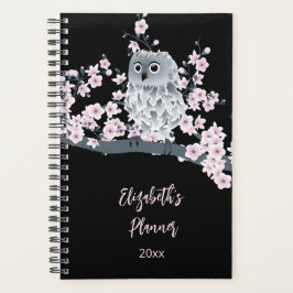 Owl Cherry Blossom Roze Black | Naam toevoegen/Jaa Planner