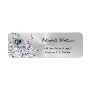 Owl Cherry Blossom Silver Etiket