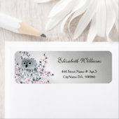 Owl Cherry Blossom Silver Etiket (Insitu)