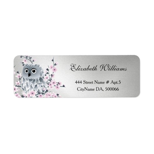 Owl Cherry Blossom Silver Etiket (Voorkant)