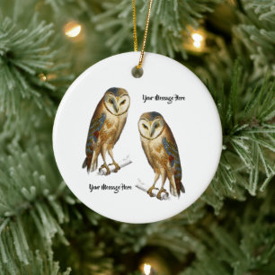  Owl chouette effraie vogel Keramisch Ornament