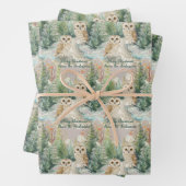 Owl Chrismas Wrapping Paper Flat Sheet Set of 3 (In situ)