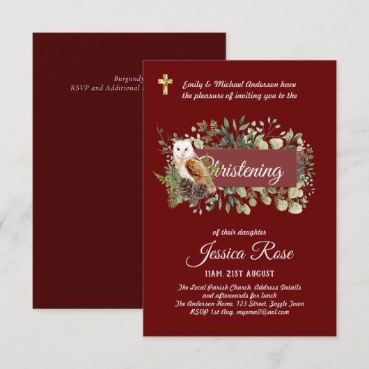 OWL Christening Invites Baptisme (Voorkant / Achterkant)