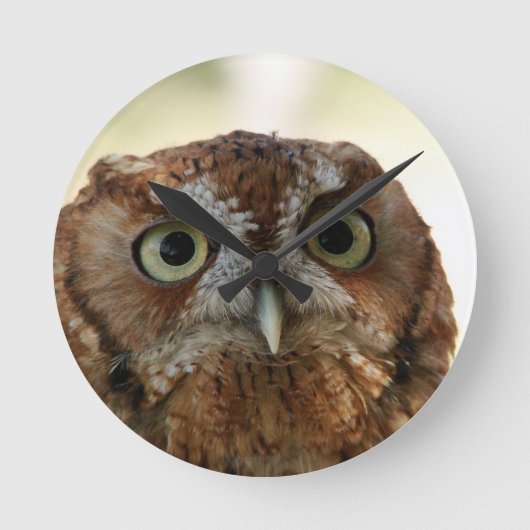 Owl Clock Ronde Klok (Voorkant)