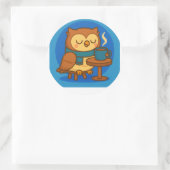 Owl Coffee Break (Blue Background) Sticker (Tas)