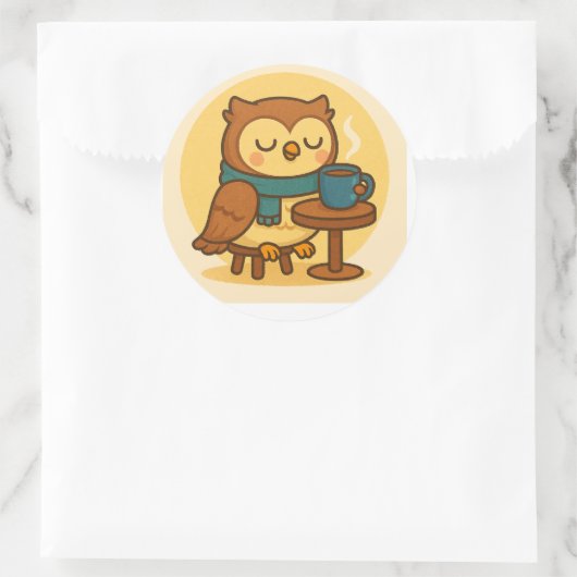 Owl Coffee Break Sticker (Tas)