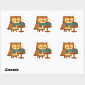 Owl Coffee Break (White Background) Sticker (Vel)