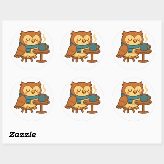 Owl Coffee Break (White Background) Sticker (Vel)
