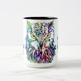 Owl Coffee-Mok | Kleurrijke boomkorren | Abstracte Tweekleurige Koffiemok