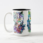Owl Coffee-Mok | Kleurrijke boomkorren | Abstracte Tweekleurige Koffiemok (Links)