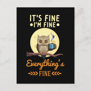 Owl Coffee Morning Crazy Bird Briefkaart