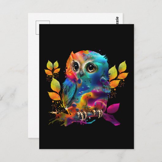 OWL COLORFUL ABSTRACT BRIEFKAART (Voorkant / Achterkant)
