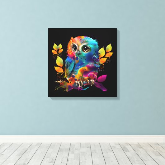 OWL COLORFUL ABSTRACT CANVAS AFDRUK (Insitu (Houten vloer))