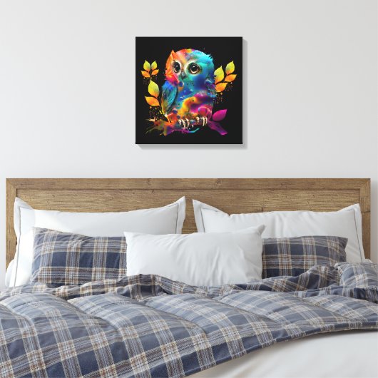 OWL COLORFUL ABSTRACT CANVAS AFDRUK (Insitu (Slaapkamer))
