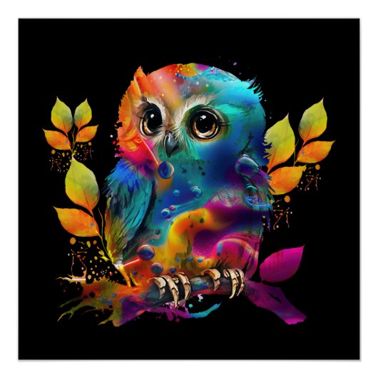 OWL COLORFUL ABSTRACT PERFECT POSTER (Voorkant)