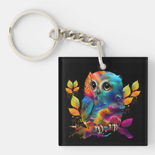 OWL COLORFUL ABSTRACT SLEUTELHANGER (voorkant)