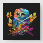 OWL COLORFUL ABSTRACT VIERKANTE KLOK (Voorkant)