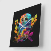 OWL COLORFUL ABSTRACT VIERKANTE KLOK (Hoek)