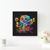 OWL COLORFUL ABSTRACT VIERKANTE KLOK (Huis)