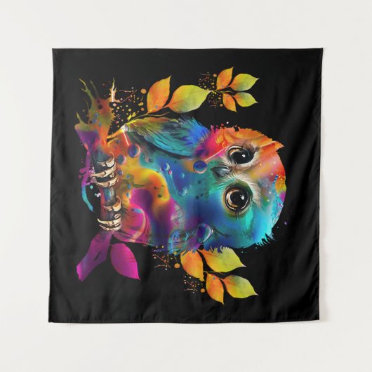 OWL COLORFUL ABSTRACT WANDKLEED (Voorkant (horizontaal))