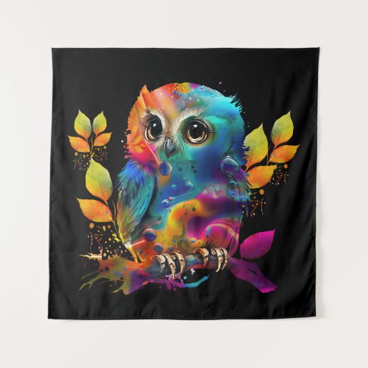 OWL COLORFUL ABSTRACT WANDKLEED (Voorkant)