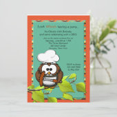 Owl Cook BBQ Uitnodiging (Staand voorkant)