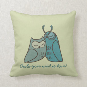 Owl Couple Cuddling Kussen