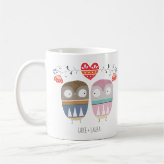 Owl Couple Fun grafisch kunstpaar gift Aangepaste Koffiemok
