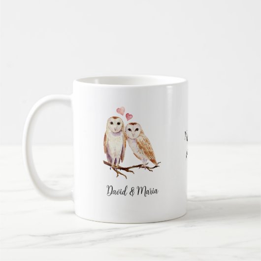 Owl Couple in Love Koffiemok (Links)