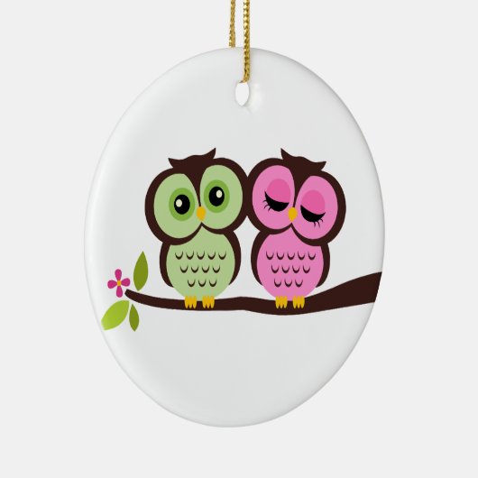 Owl Couple Keramisch Ornament (Rechts)