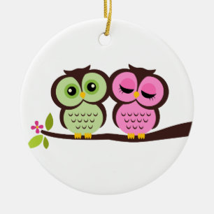 Owl Couple Keramisch Ornament