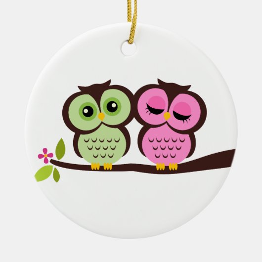 Owl Couple Keramisch Ornament (Voorkant)
