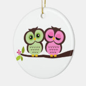 Owl Couple Keramisch Ornament (Links)