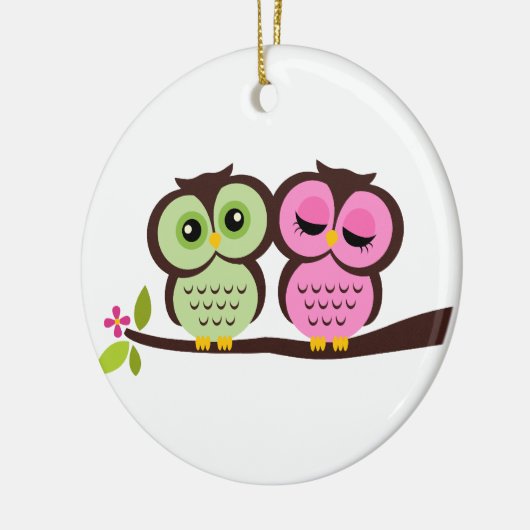 Owl Couple Keramisch Ornament (Links)