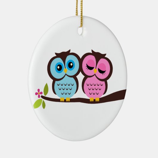 Owl Couple Keramisch Ornament (Rechts)
