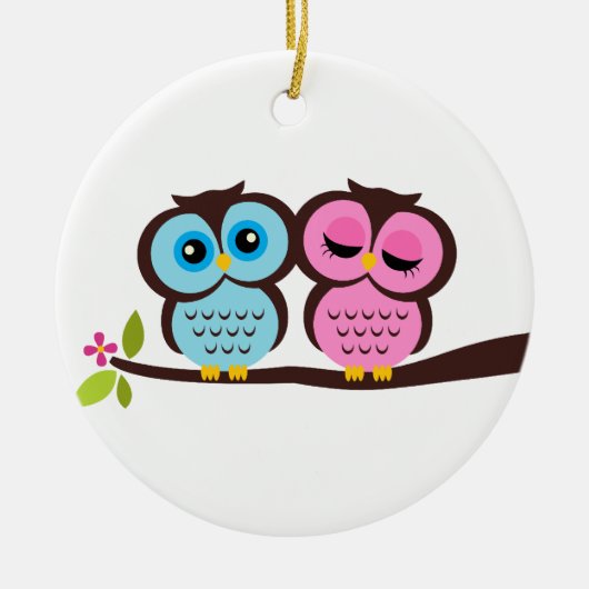 Owl Couple Keramisch Ornament (Voorkant)